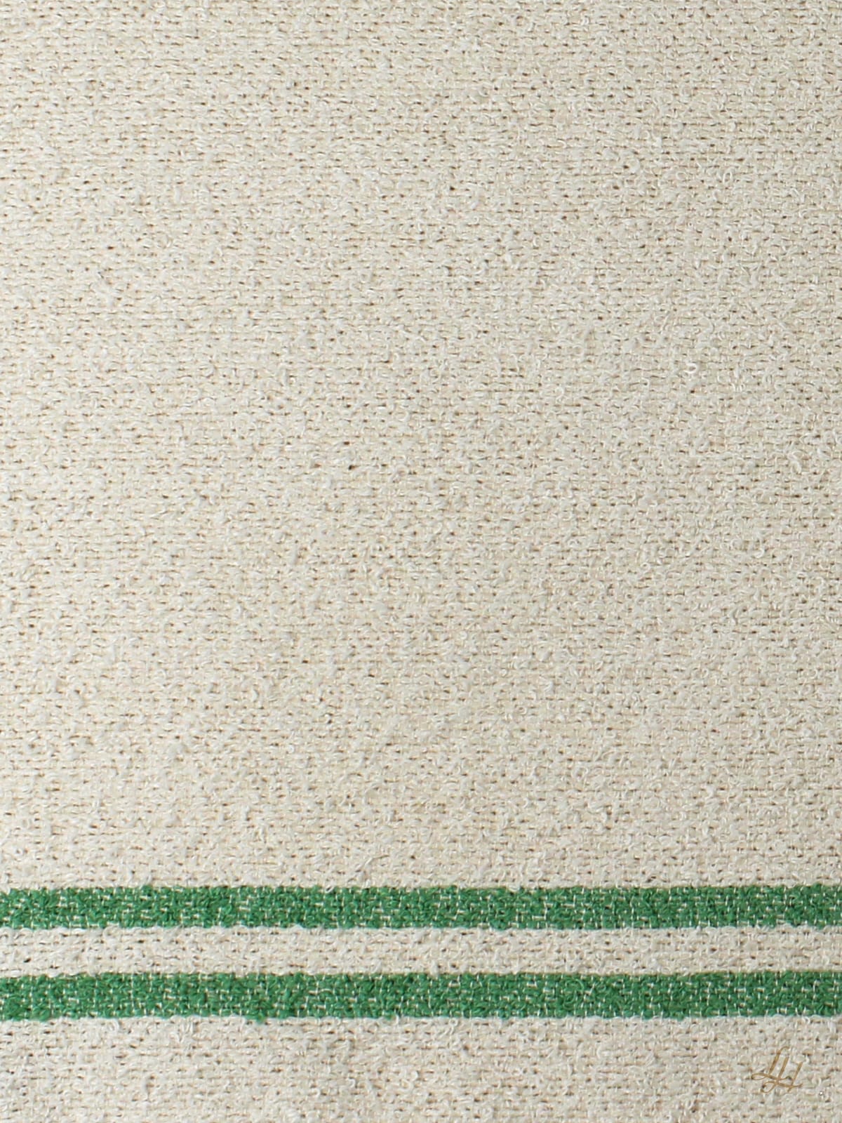 Gästetuch aus Leinenfrotté mit Grund Cremeweiß mit Farbstreifen in Farbe Mint im Detail