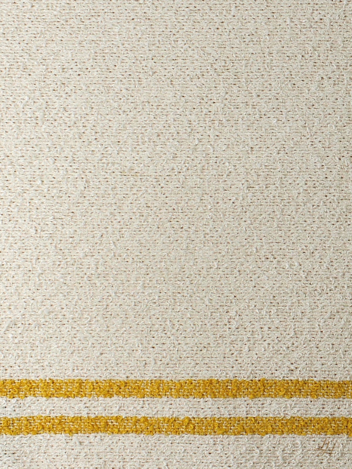 Gästetuch aus Leinenfrotté mit Grund Cremeweiß mit Farbstreifen in Farbe Hellgelb im Detail
