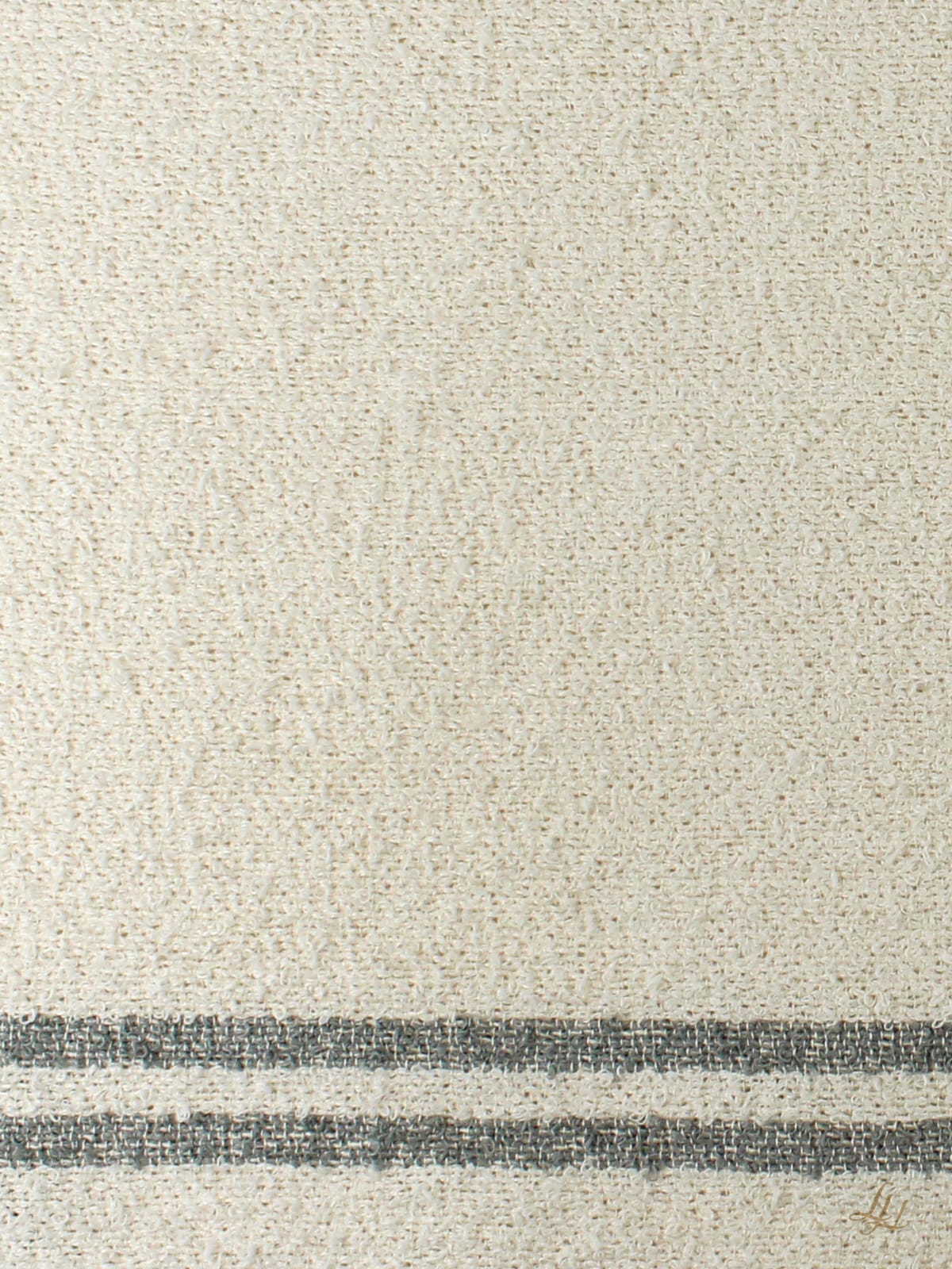 Gästetuch aus Leinenfrotté mit Grund Cremeweiß mit Farbstreifen in Farbe Grau im Detail
