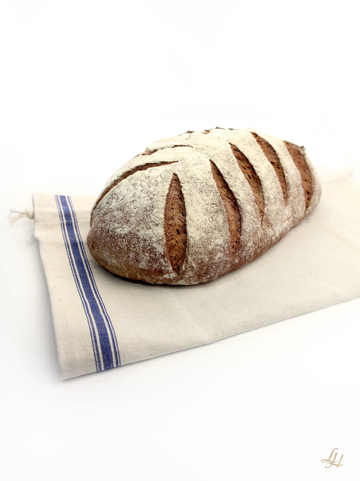 Brotbeutel ohne Stickerei in Blau mit Brot