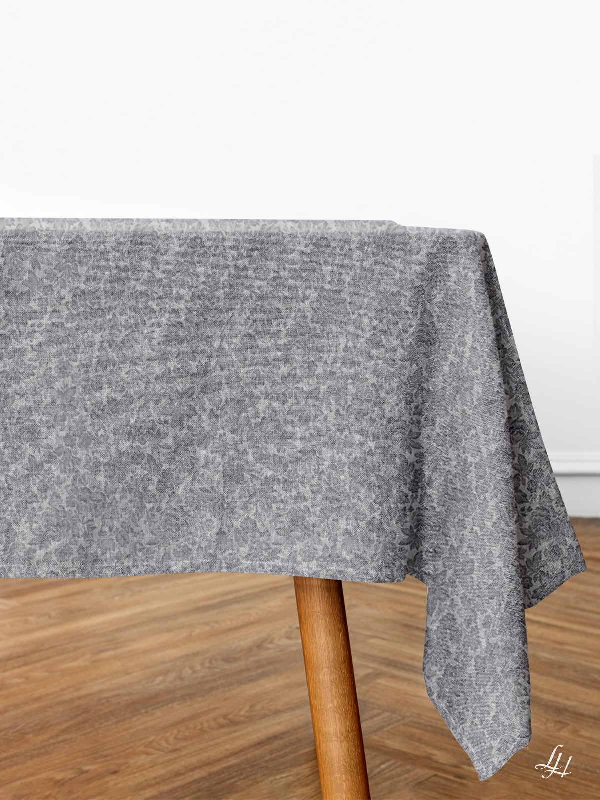 Tischtücher aus Reinleinen-Damast Muster Röschen in Anthrazit; Beispieldarstellung