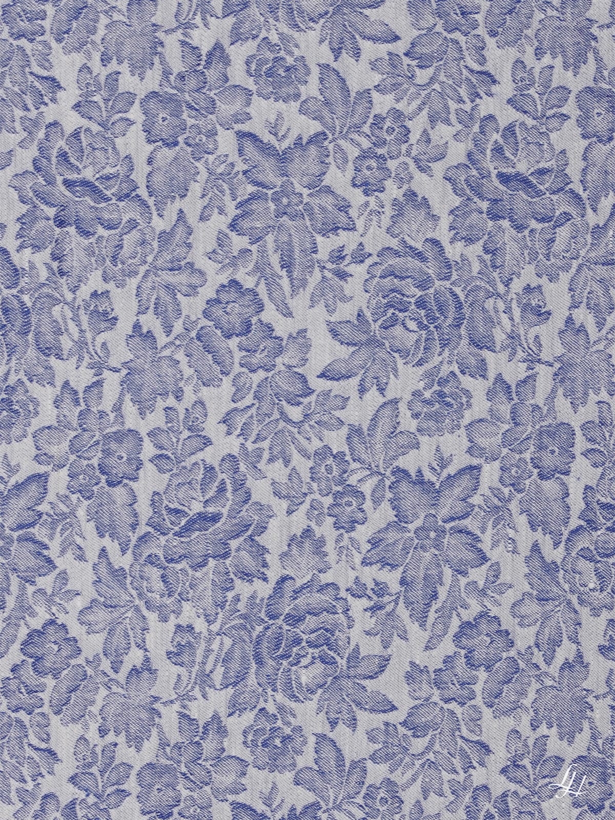 Tischtücher aus Reinleinen-Damast Muster Röschen in Dunkelblau; die Struktur