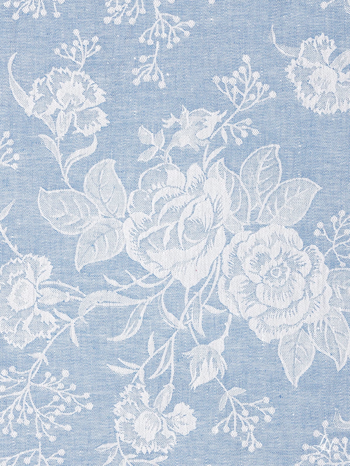 Bettbezug aus Reinleinen-Damast mit Muster Nelke in Altblau-Dunkel; im Detail