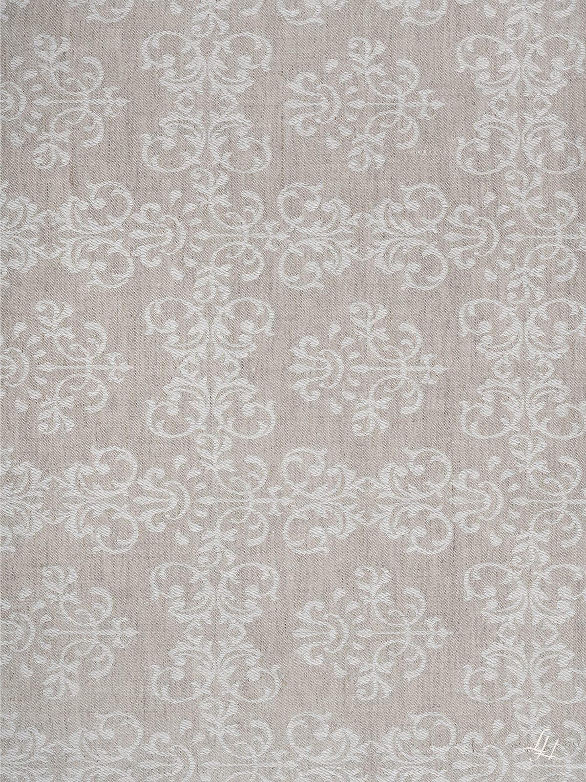 Kissenbezug aus Reinleinen-Damast mit Muster Ornament in Natur-Dunkel; Musterdetail