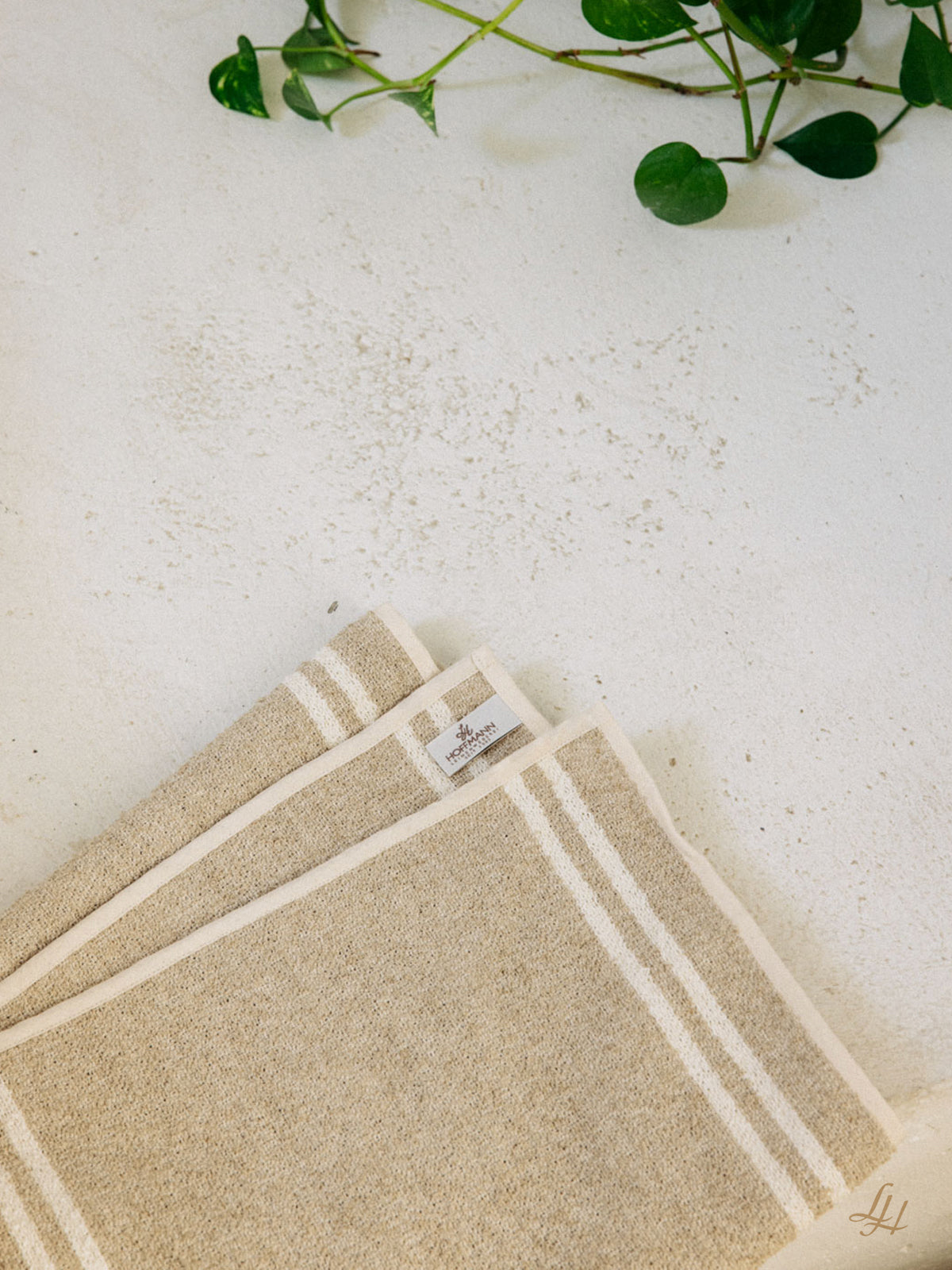 Waschlappen aus Leinenfrotté-Natur mit Streifen Rohweiß – Material im Detail