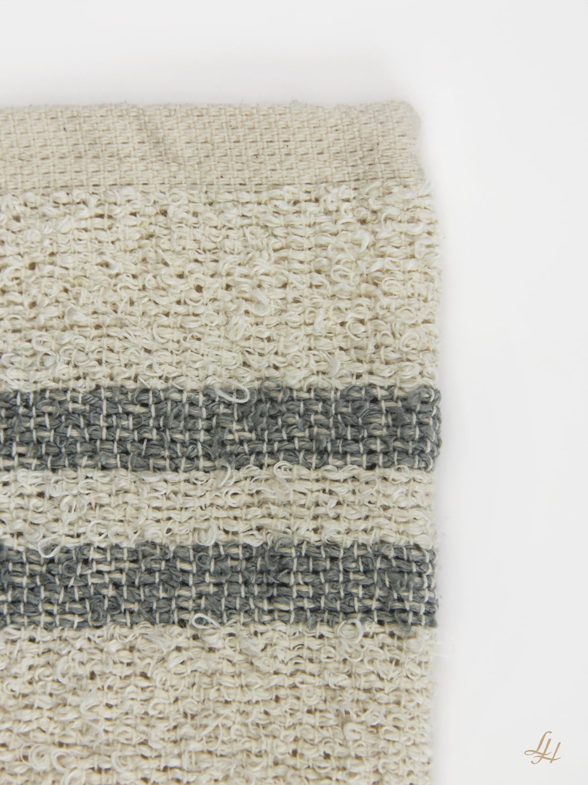 Waschhandschuh aus Leinenfrotté mit Grund Creme in Grau Detail