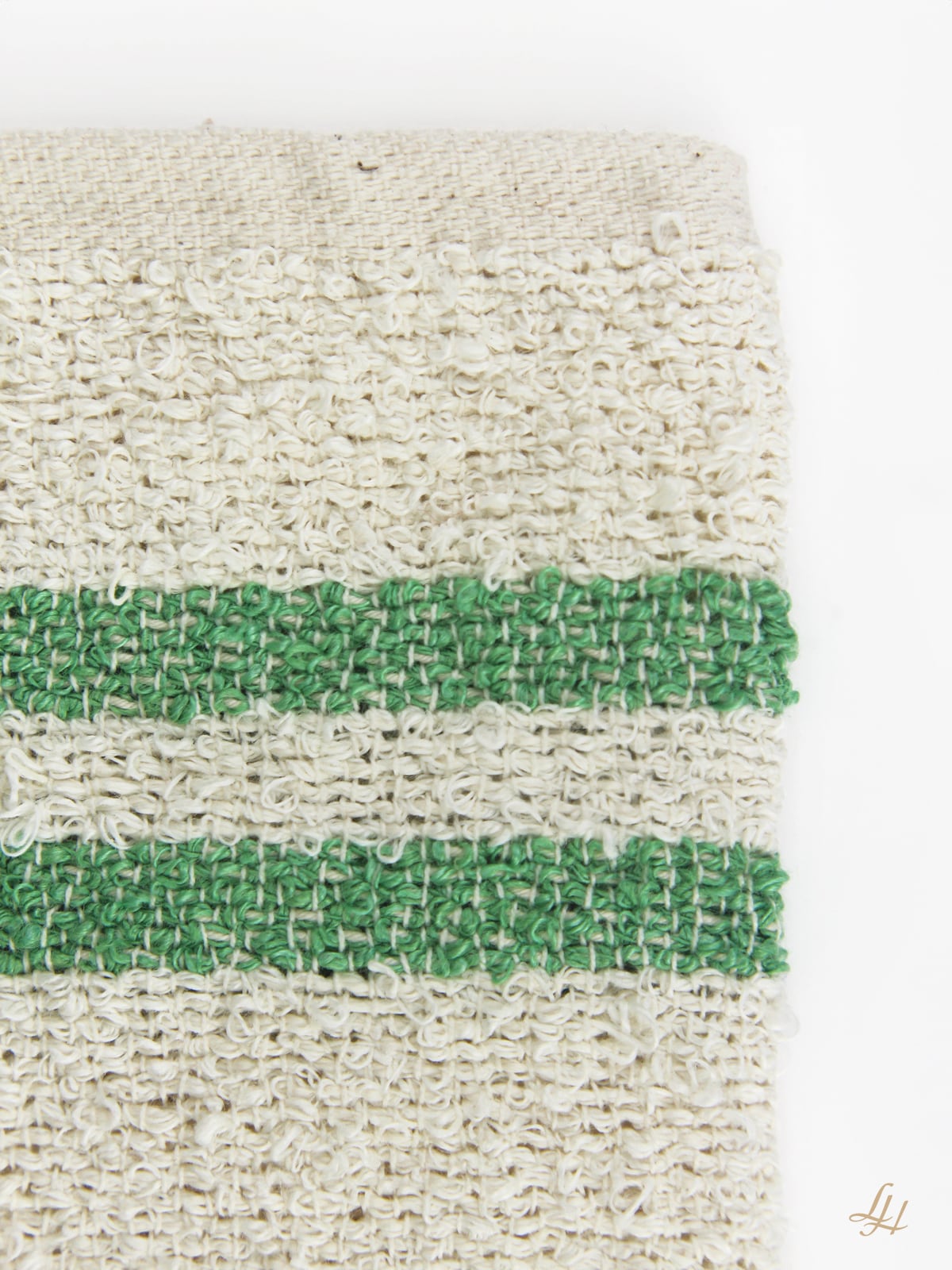 Waschhandschuh aus Leinenfrotté mit Grund Creme in Grün Detail