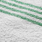 Handtuch aus Leinenfrotté Grund Reinweiss in Grün im Detail