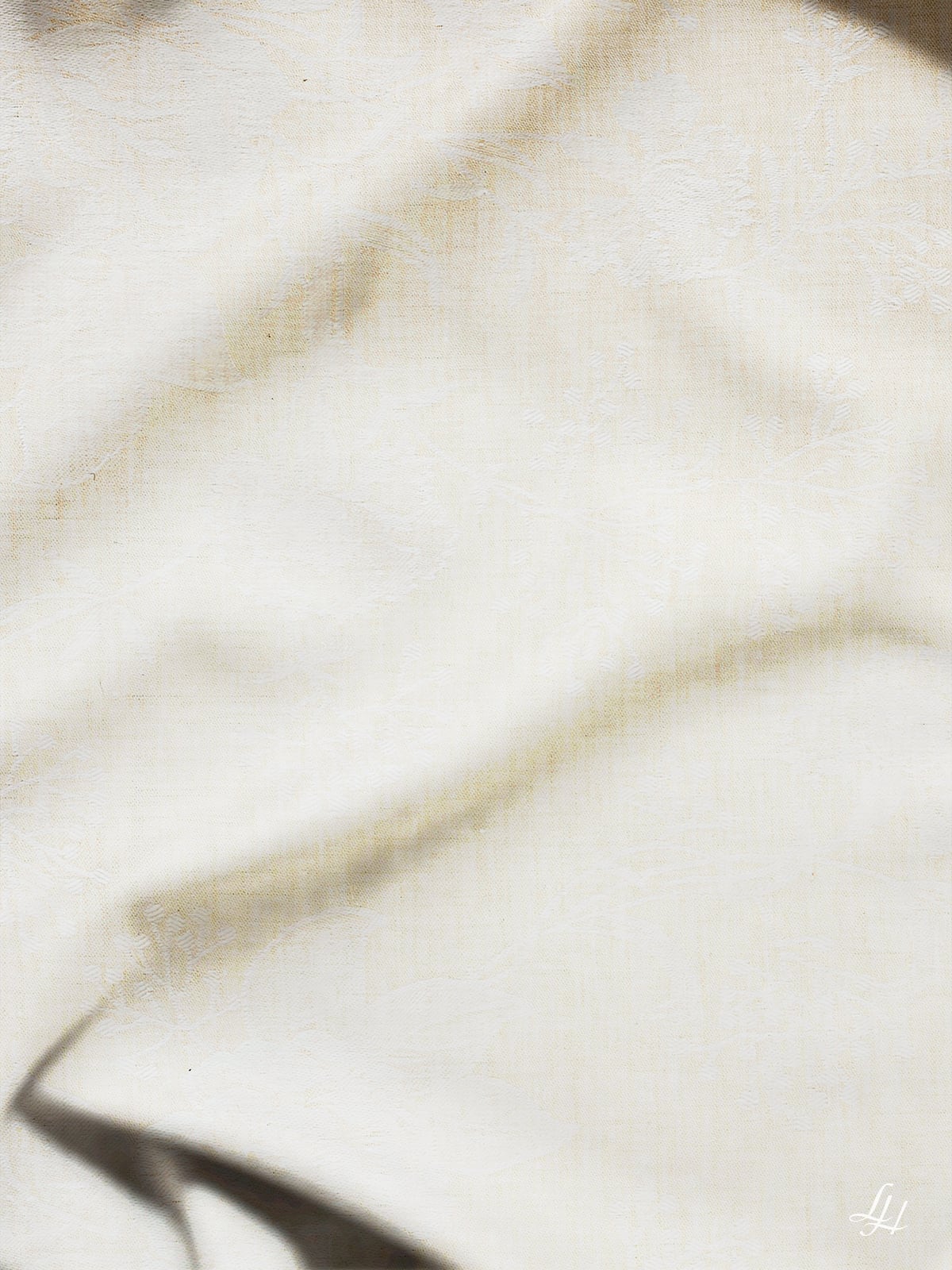 Bettbezug aus Reinleinen-Damast mit Muster Nelke in Hellgelb-Dunkel