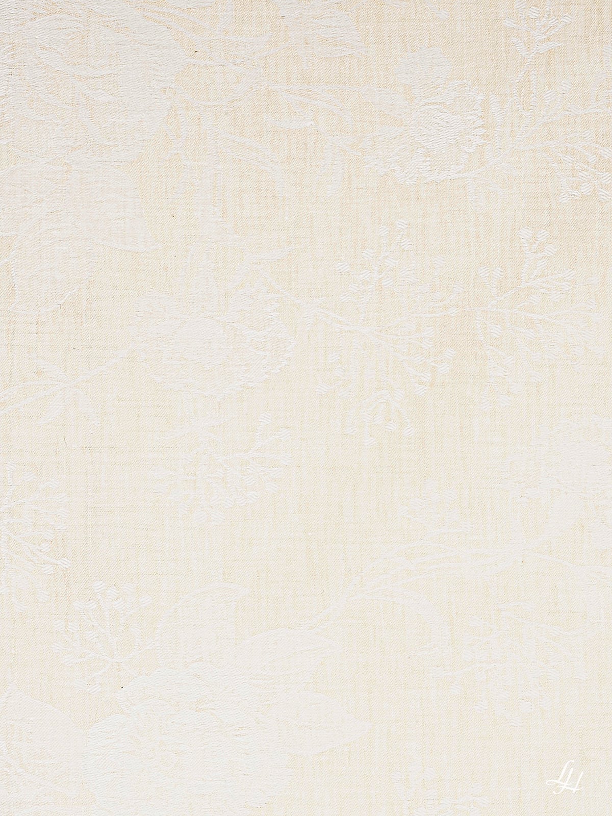 Bettbezug aus Reinleinen-Damast mit Muster Nelke in Hellgelb-Dunkel; die Struktur