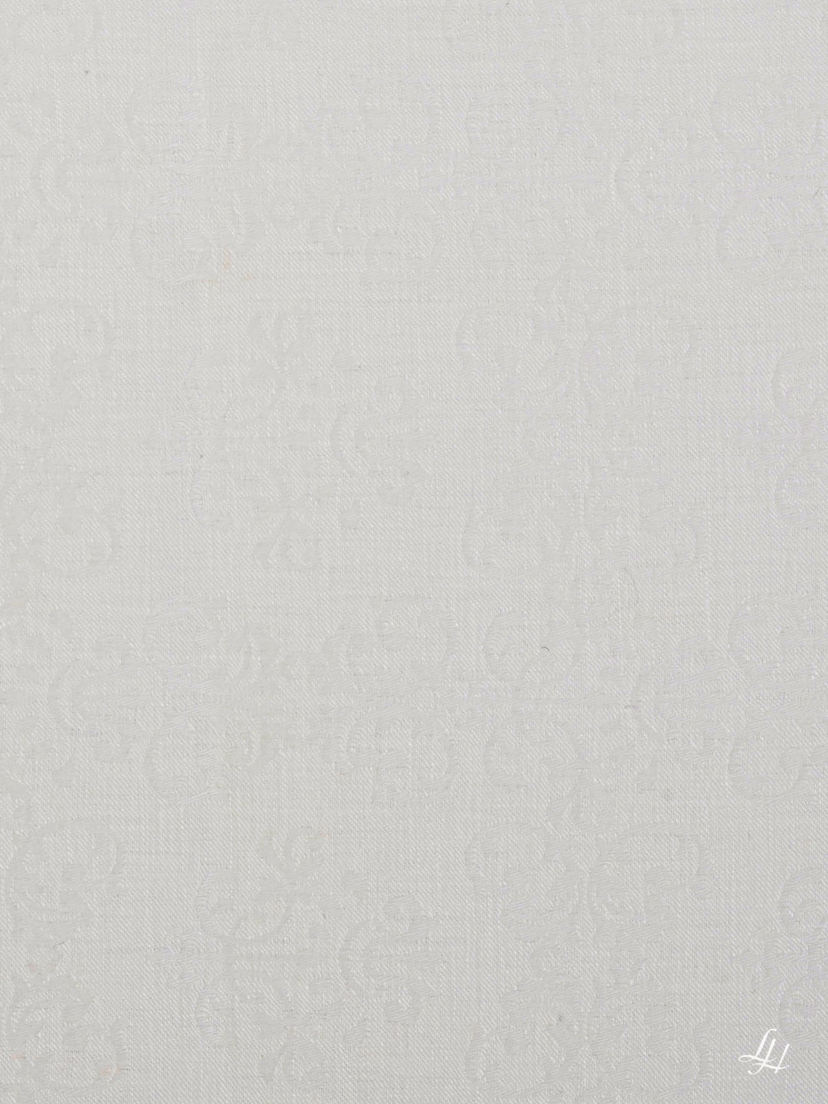Kissenbezug aus Reinleinen-Damast mit Muster Ornament in Cremeweiß; Musterdetail