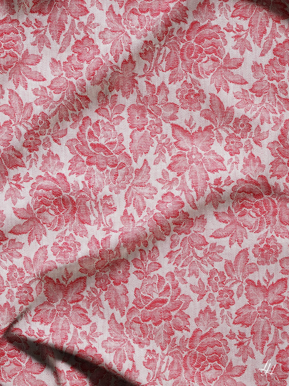 Tischtücher aus Reinleinen-Damast Muster Röschen in Rot