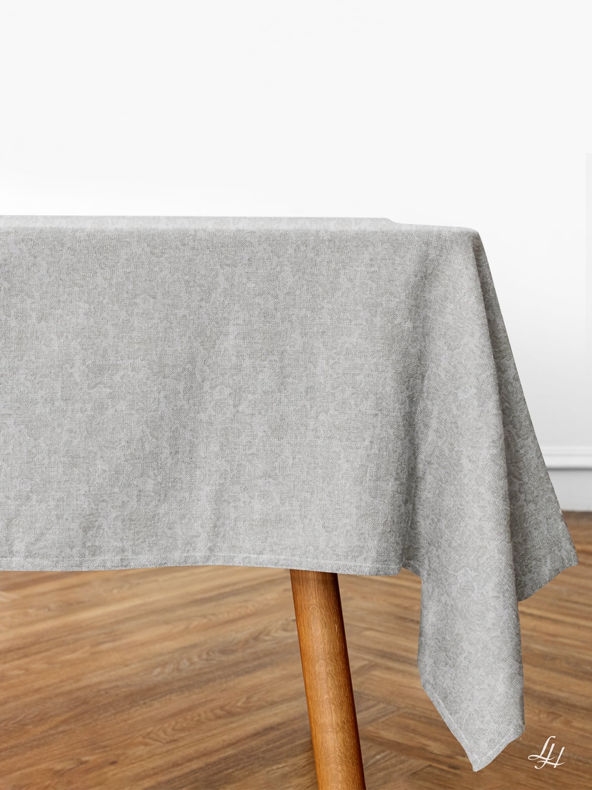 Tischtücher aus Reinleinen-Damast Muster Röschen in Salbei; Beispieldarstellung