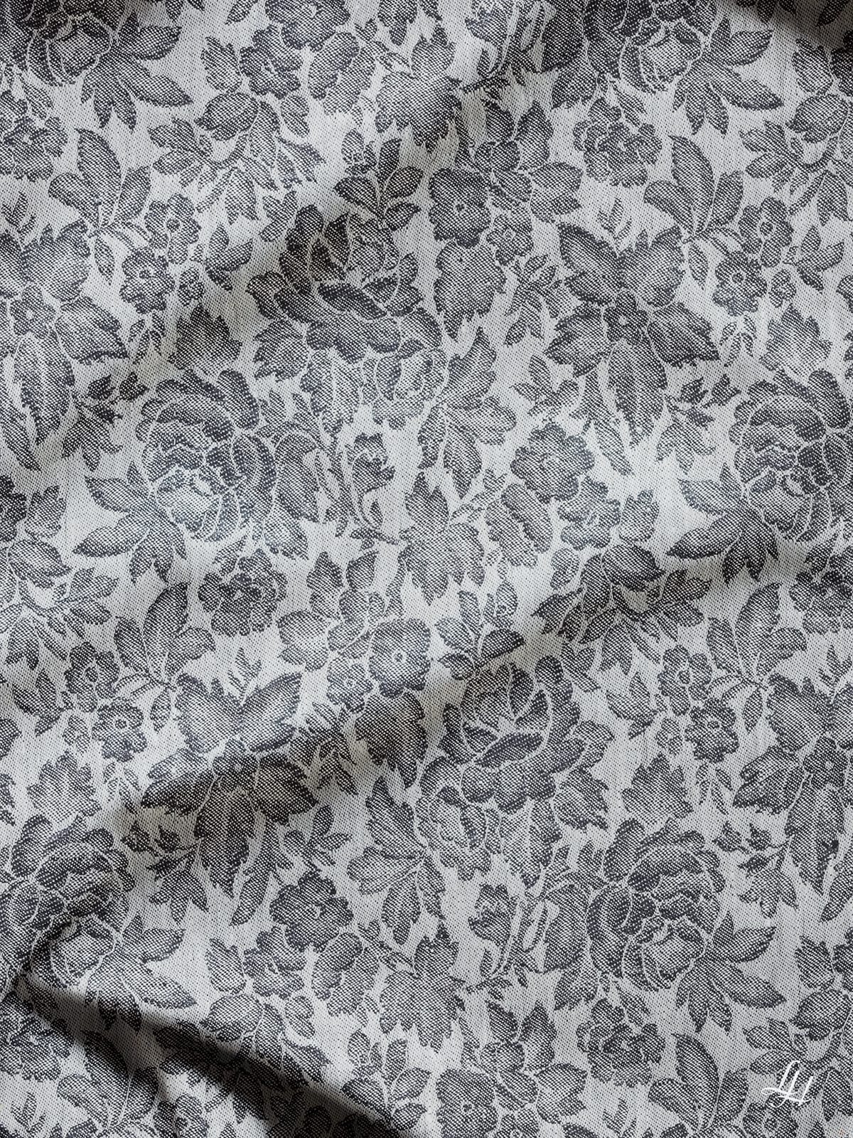 Tischtücher aus Reinleinen-Damast Muster Röschen in Schwarz