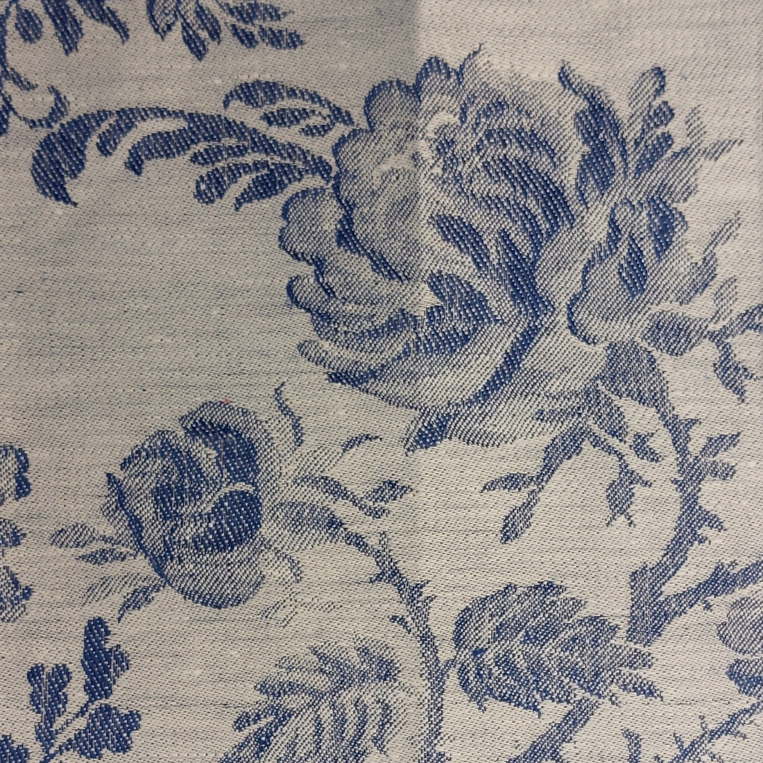 Tischwäsche aus Leinendamast 'Chrysantheme' Blau