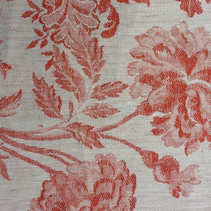 Tischwäsche aus Leinendamast 'Chrysantheme' mit schmalem Saum und Briefecke
