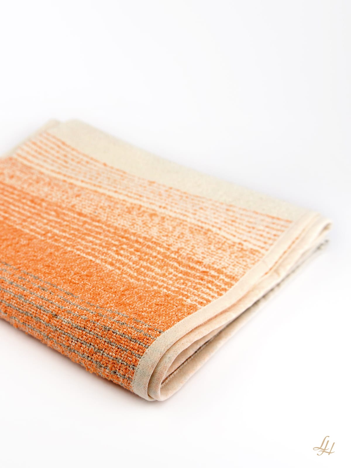 2-Zonen-Massagetuch aus Leinenfrotté in Farbe Lachs