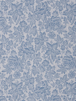 Stoffmuster Reinleinen-Damast Röschen altblau