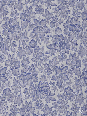 Stoffmuster Reinleinen-Damast Röschen blau