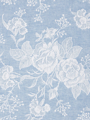 Stoffmuster Reinleinen-Damast Nelke blau