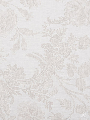 Tischläufer aus Reinleinen-Damast Muster Chrysantheme in Natur-Dunkel im Detail