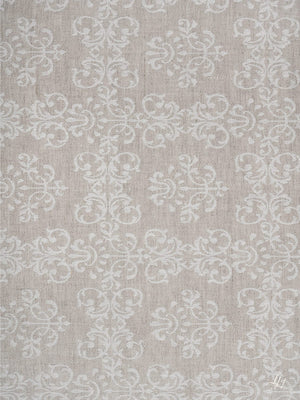 Bettbezug aus Reinleinen-Damast mit Muster Ornament in Natur-Dunkel die Struktur