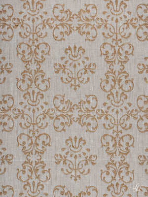 Bettbezug aus Reinleinen-Damast mit Muster Ornament in Gold-Hell die Struktur