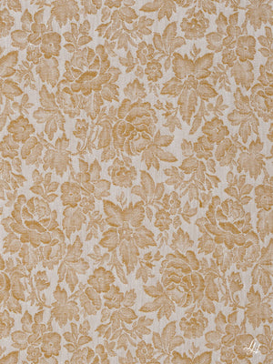 Stoffmuster Reinleinen-Damast Röschen hellgelb