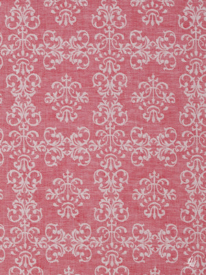 Bettbezug aus Reinleinen-Damast mit Muster Ornament in Rot-Dunkel die Struktur