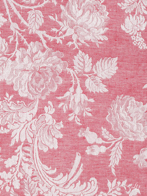 Tischläufer aus Reinleinen-Damast Muster Chrysantheme in Rot-Hell im Detail
