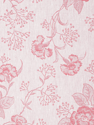 Stoffmuster Reinleinen-Damast Nelke rot auf weiß