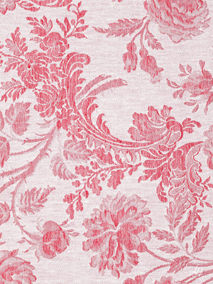 Tischläufer aus Reinleinen-Damast Muster Chrysantheme in Rot-Dunkel im Detail
