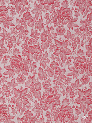 Stoffmuster Reinleinen-Damast Röschen rot