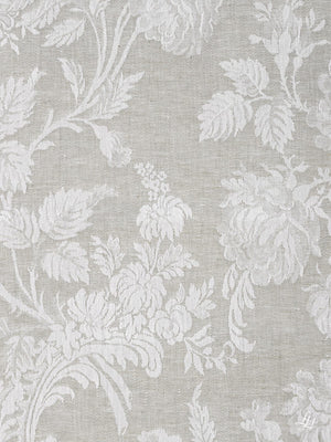 Tischläufer aus Reinleinen-Damast Muster Chrysantheme in Salbei-Hell im Detail