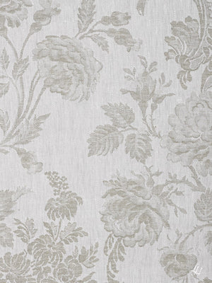Tischläufer aus Reinleinen-Damast Muster Chrysantheme in Salbei-Dunkel im Detail