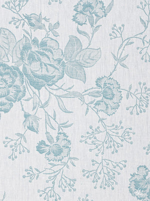 Stoffmuster Reinleinen-Damast Nelke salbei auf weiß