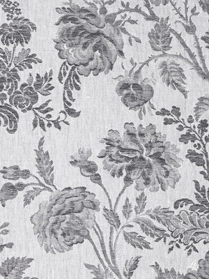 Tischläufer aus Reinleinen-Damast Muster Chrysantheme in Anthrazit-Dunkel im Detail