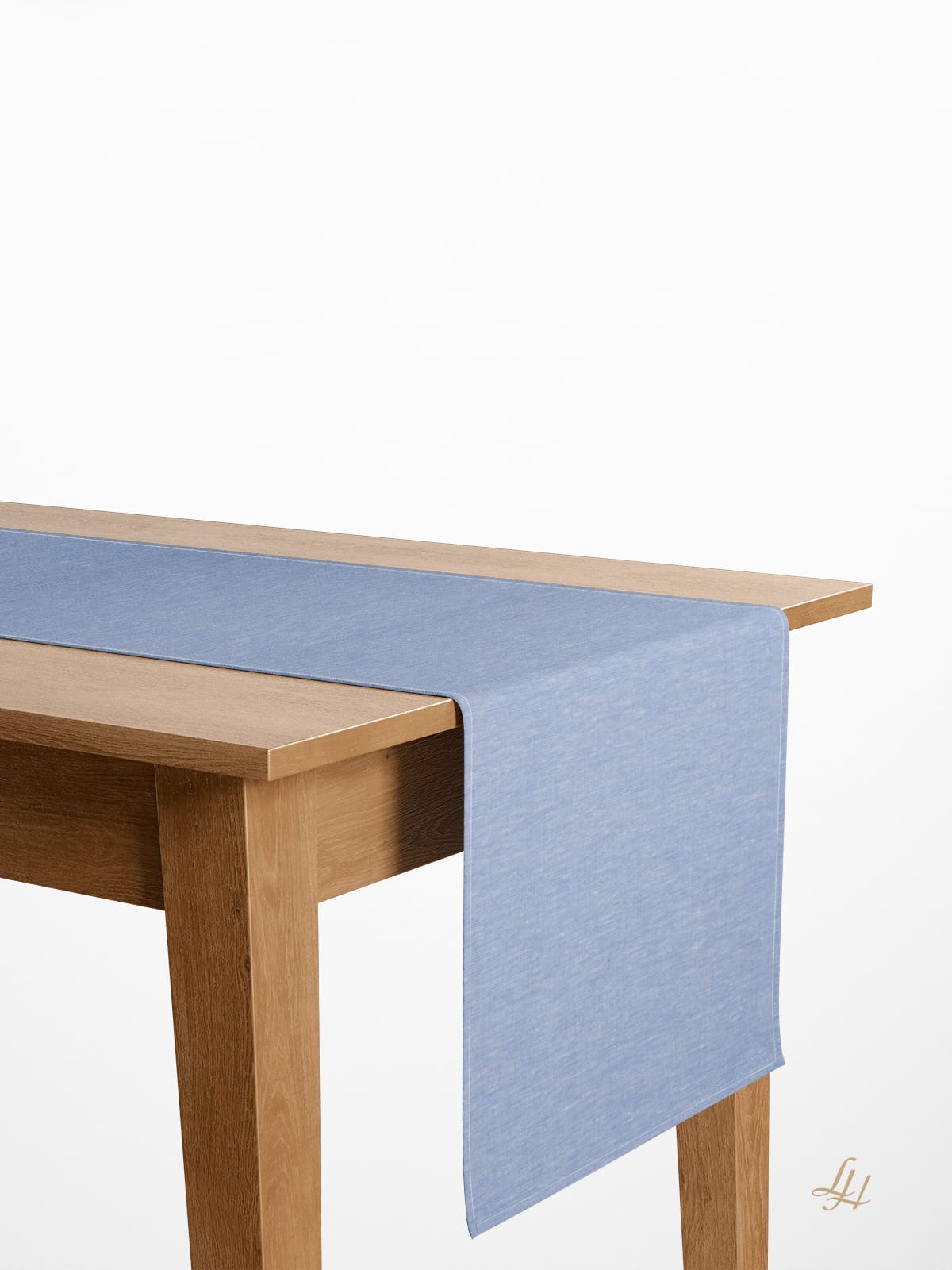 Tischläufer aus Reinleinen-mittelgrob in Uni-Farbe Hellblau; Beispielbild
