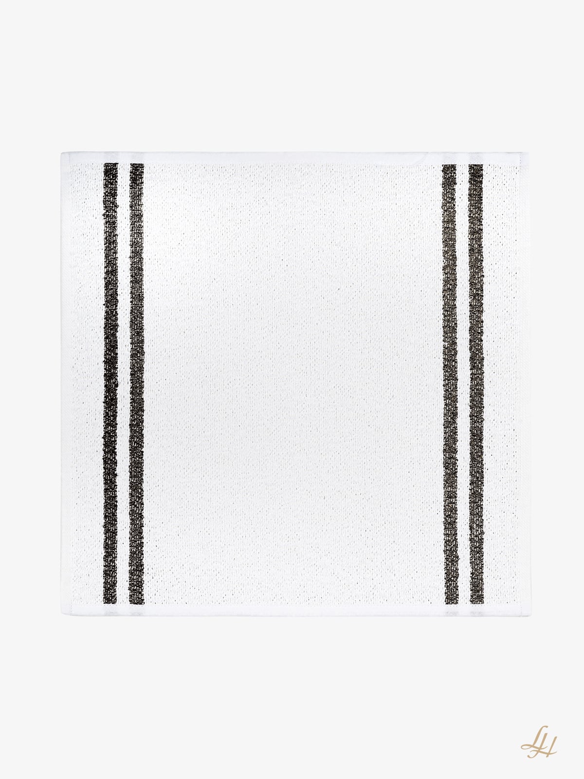 Anthrazit strukturierte Leinenfrotté Waschlappen mit zwei schwarzen Streifen, hergestellt aus europäischem Leinen von Leinenmanufaktur.