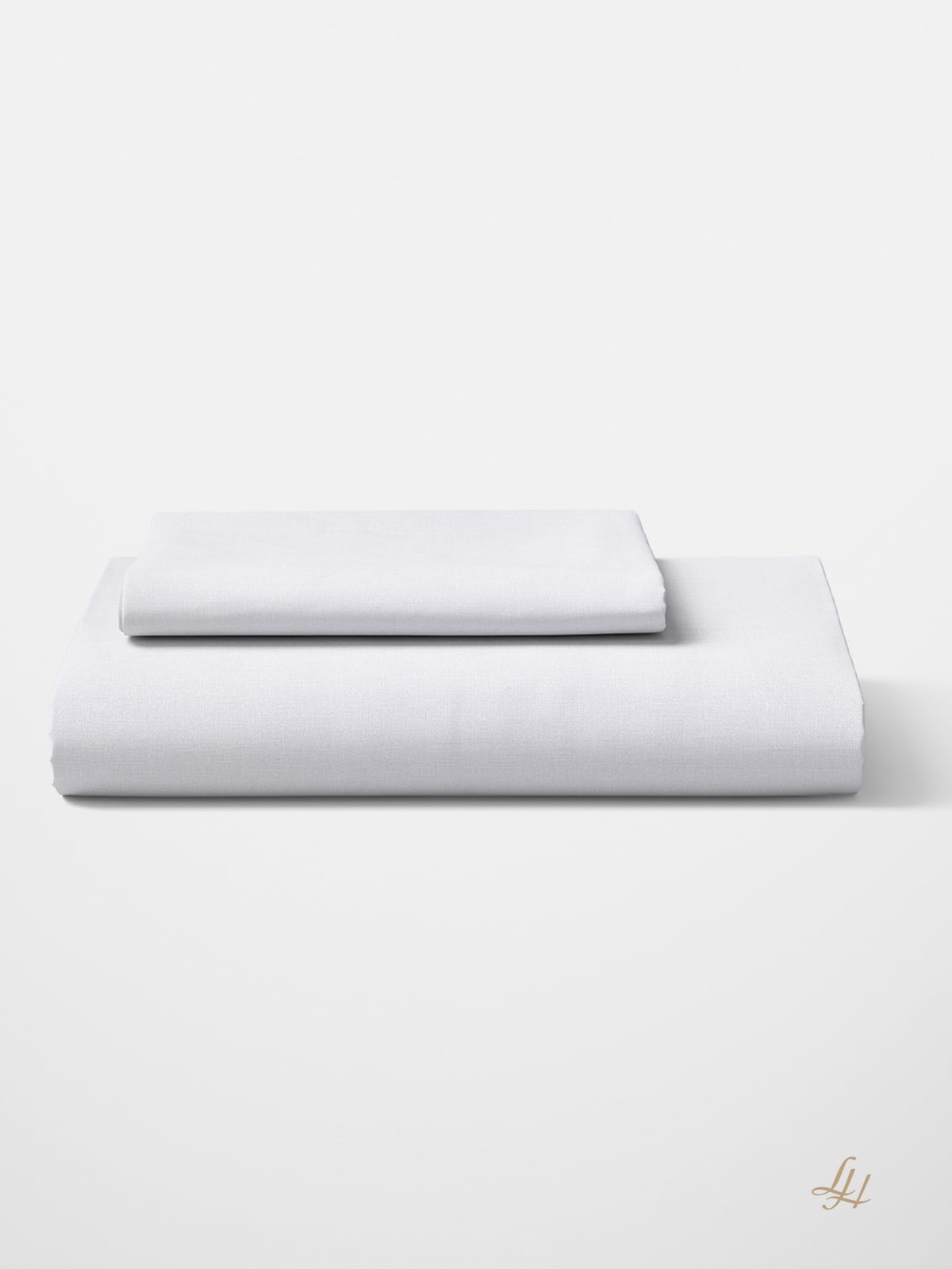 Bettbezug aus Reinleinen-fein in Uni-Farbe Weiß gefaltet