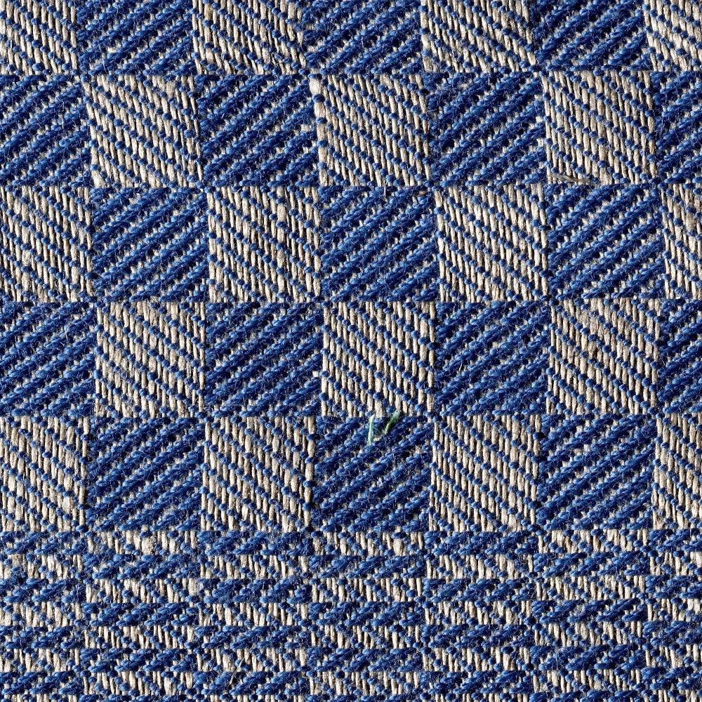 Grubentuch Halbleinen, Blau, Karos Detail