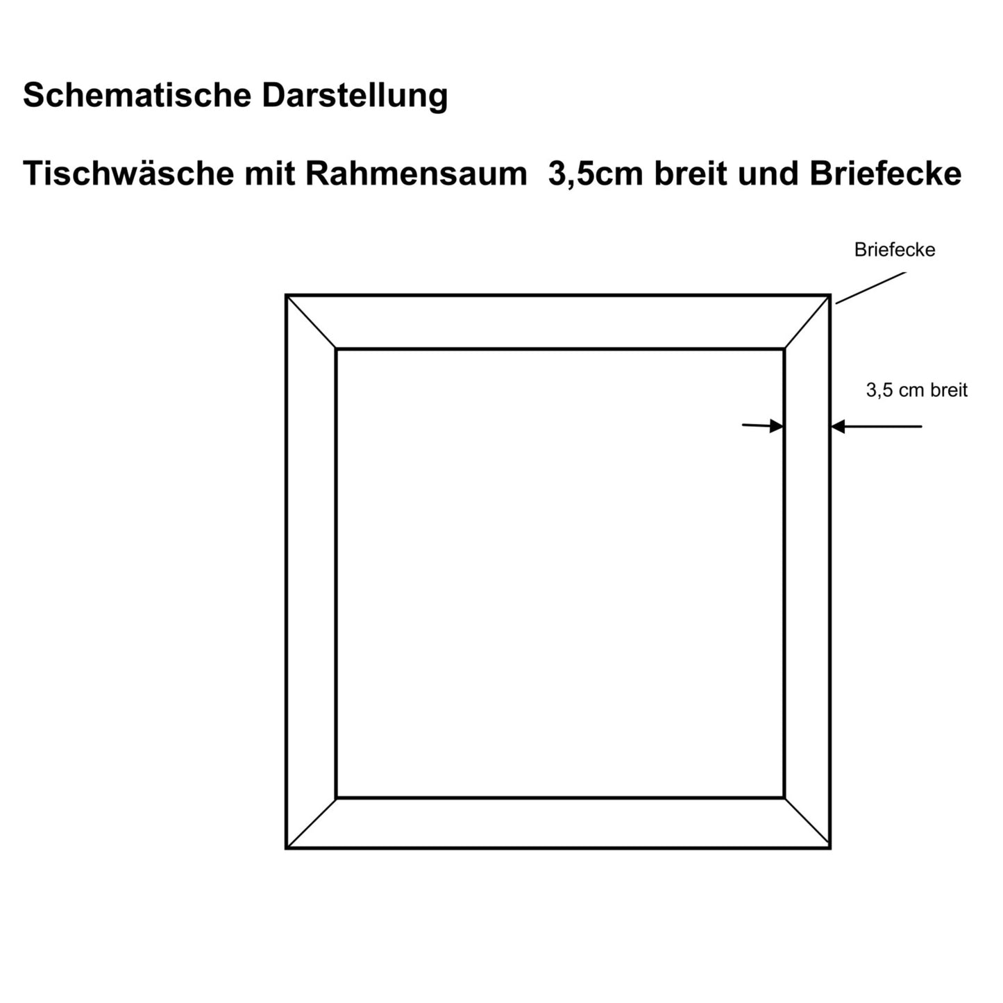 Tischwäsche aus Leinendamast 'Röschen' mit breitem Rahmensaum und Briefecke